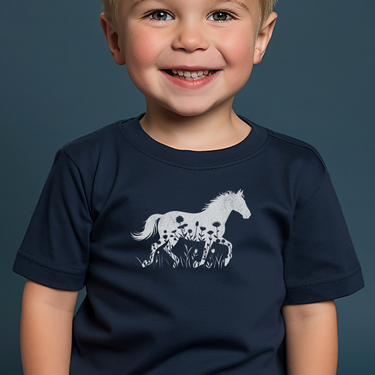 Flower Horse Light Toddler T Shirt - Navy